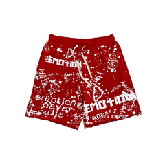Mixed Emotions Red “Graffiti” Shorts