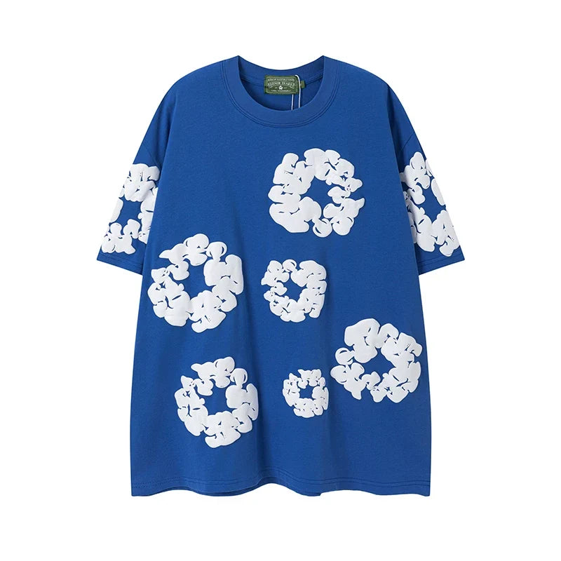 Denim Tears Cotton Wreath Graphic T-Shirt - Royal Blue / Oversized Streetwear