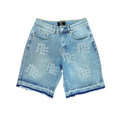 Mixed Emotions ‘ME’ Rhinestone Denim Shorts